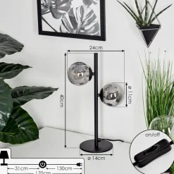 Lampe De Tableremaisnil Noir, 2 Lumieres
