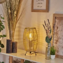 Lampe De Tablesepins Ecru, Noir, 1 Lumiere