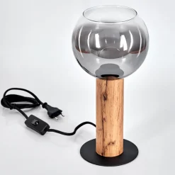 Lampe De Tablevouhet Brun, Couleur Bois, Noir, 1 Lumiere