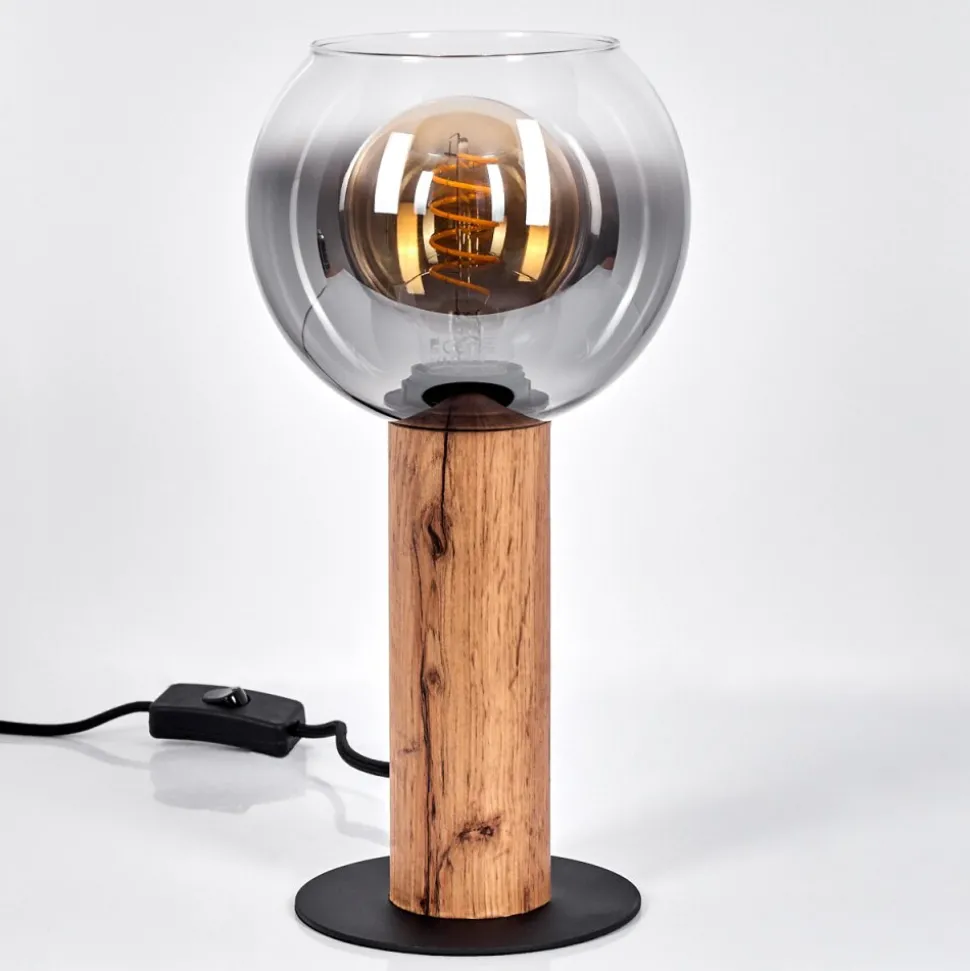 Lampe De Tablevouhet Brun, Couleur Bois, Noir, 1 Lumiere