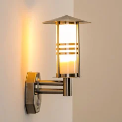 Lampe Murale D'Exterieur Forli Acier Inoxydable, 1 Lumiere, Detecteur De Mouvement