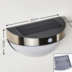 Lampe Solaire Basra Led Chrome, 1 Lumiere, Detecteur De Mouvement