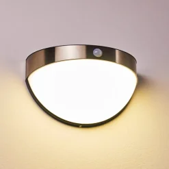 Lampe Solaire Basra Led Chrome, 1 Lumiere, Detecteur De Mouvement