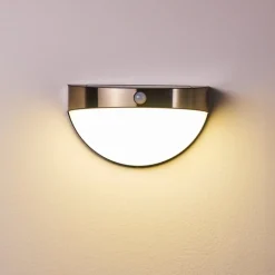 Lampe Solaire Basra Led Chrome, 1 Lumiere, Detecteur De Mouvement