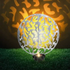 Lampe Solaire Globo Led Argente, 2 Lumieres