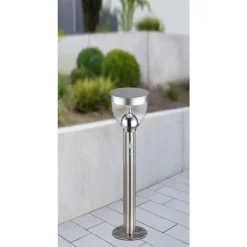 Lampe Solaire Globo Led Acier Inoxydable, 20 Lumieres, Detecteur De Mouvement
