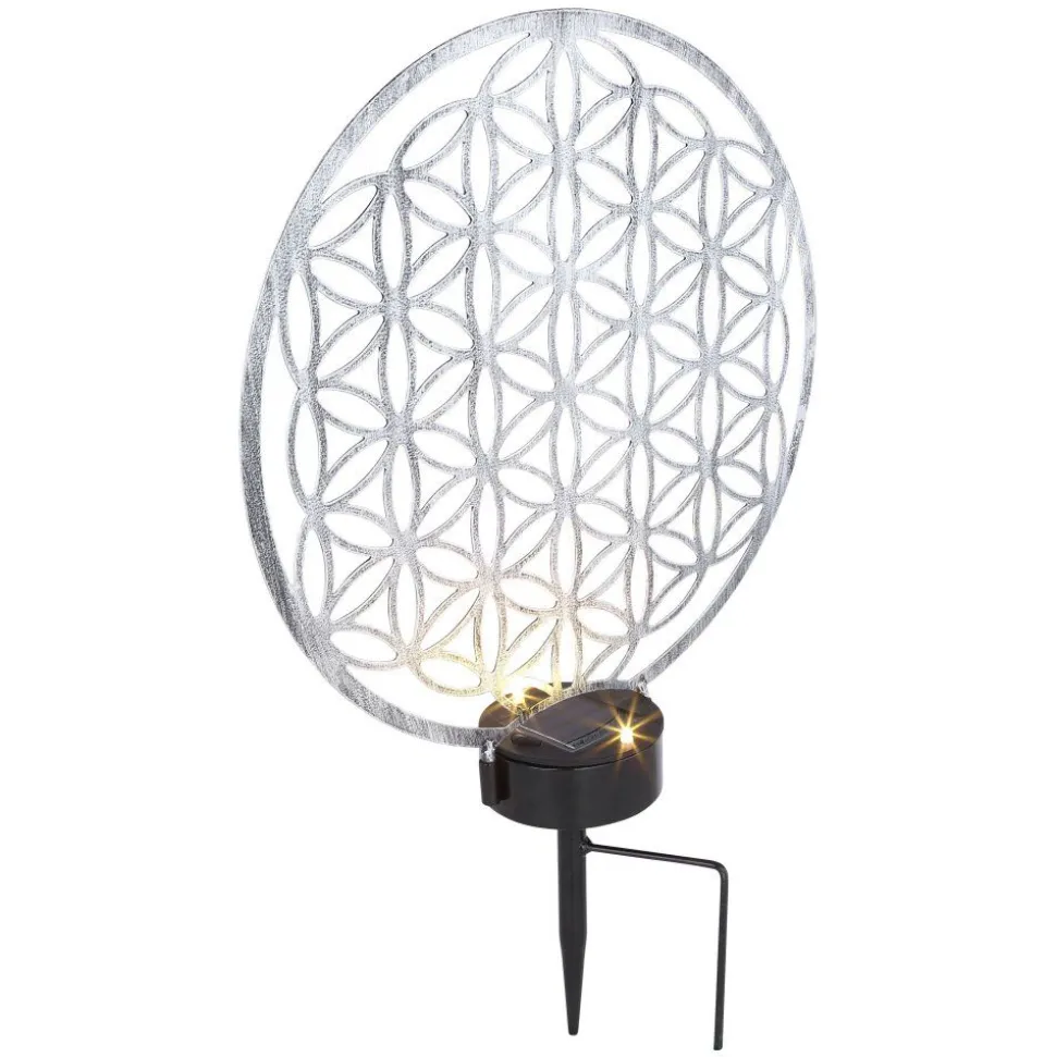 Lampe Solaire Globo Led Argente, 2 Lumieres