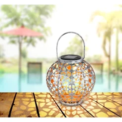 Lampe Solaire Globo Led Argente, 1 Lumiere