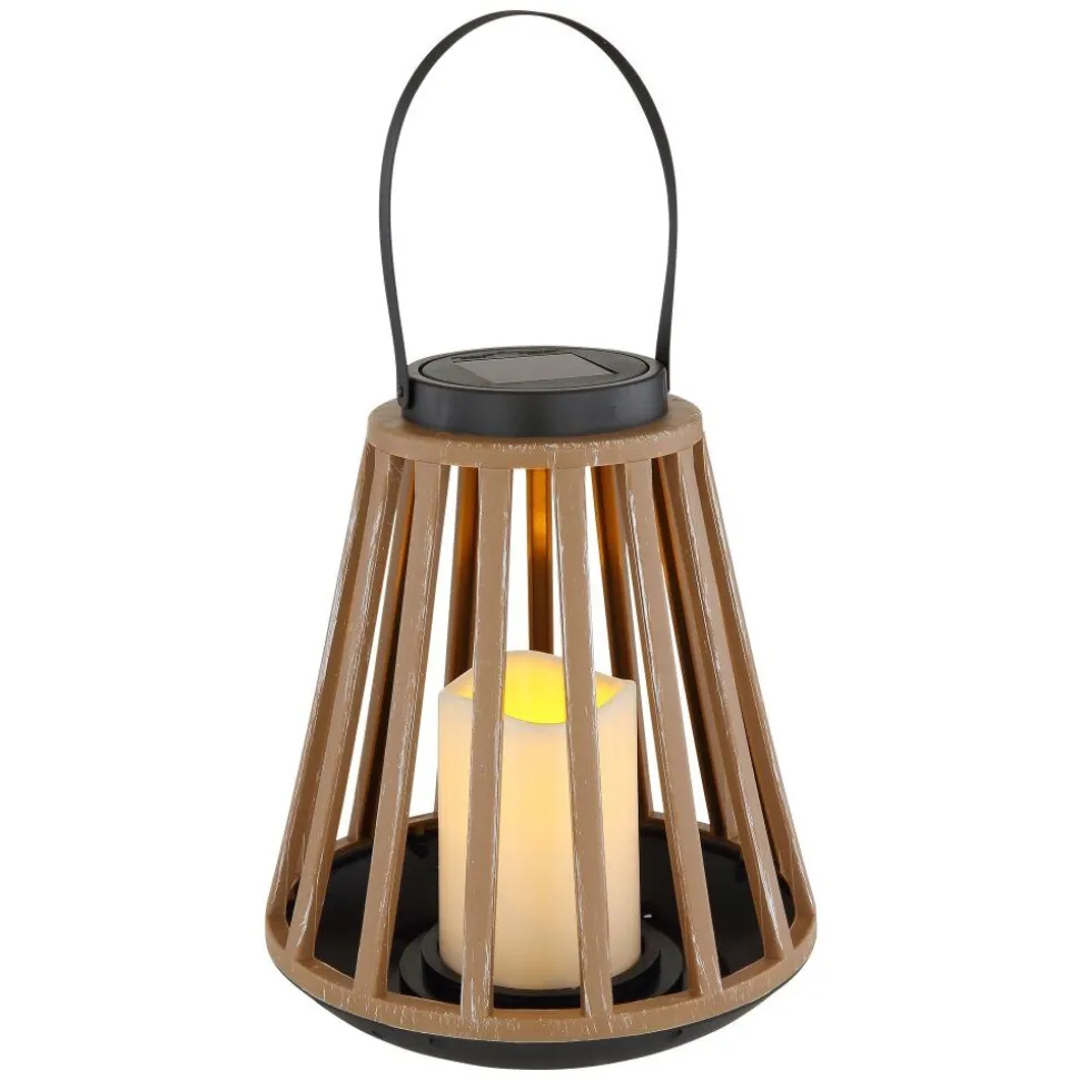 Lampe Solaire Globo Led Couleur Bois, Noir, 1 Lumiere
