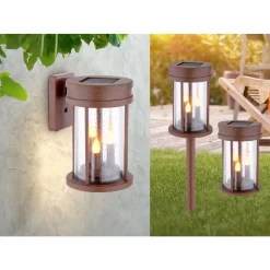 Lampe Solaire Globo Led Rouille, 3 Lumieres
