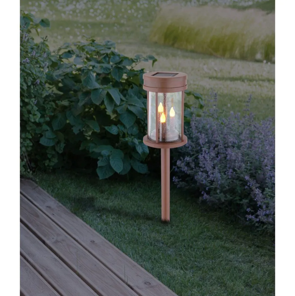 Lampe Solaire Globo Led Rouille, 3 Lumieres