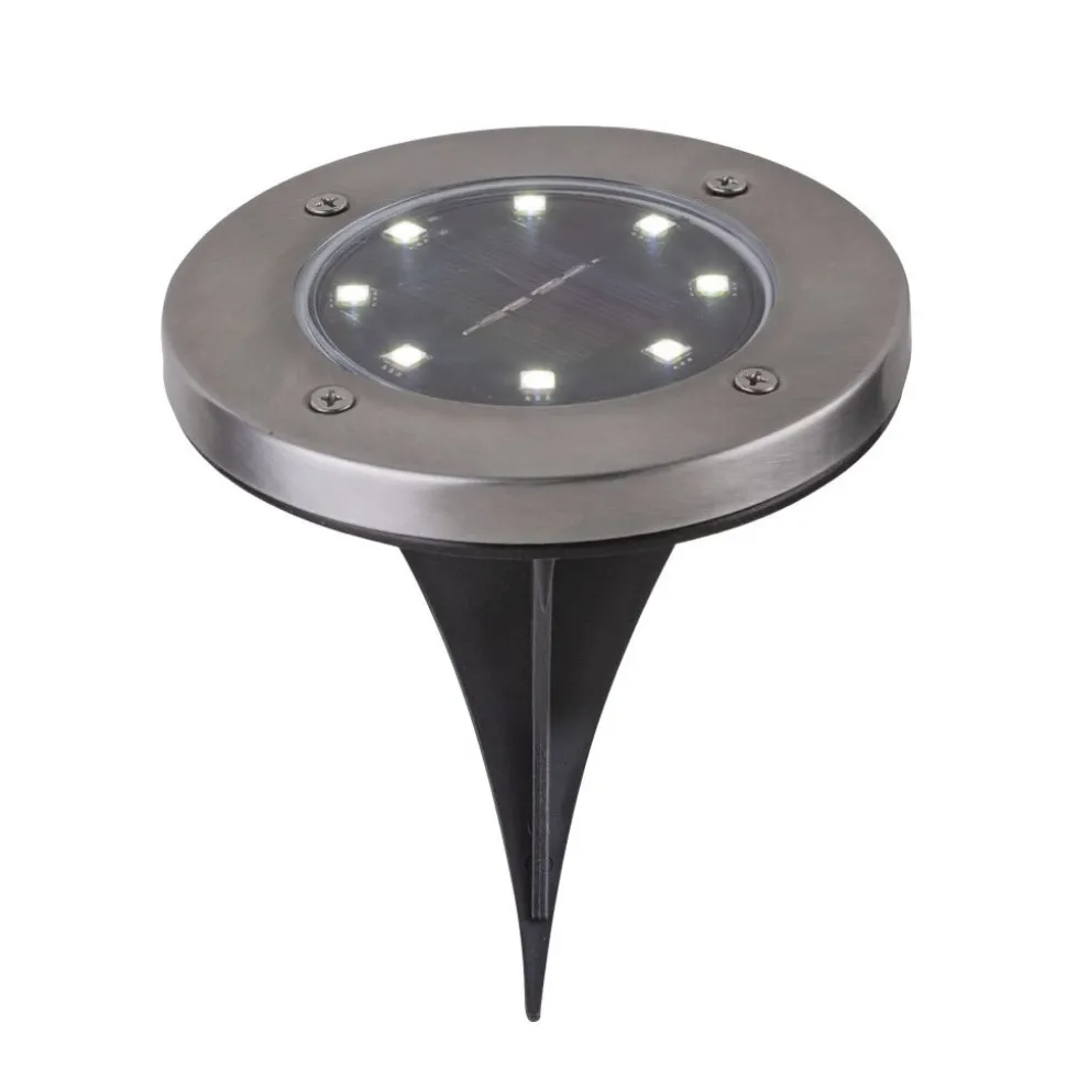 Lampe Solaire Globo Rocky Led Noir, 8 Lumieres