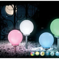 Lampe Solaire Globo Solar Led Argente, 4 Lumieres
