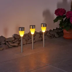 Lampe Solaire Gorizia Led Acier Inoxydable, 3 Lumieres