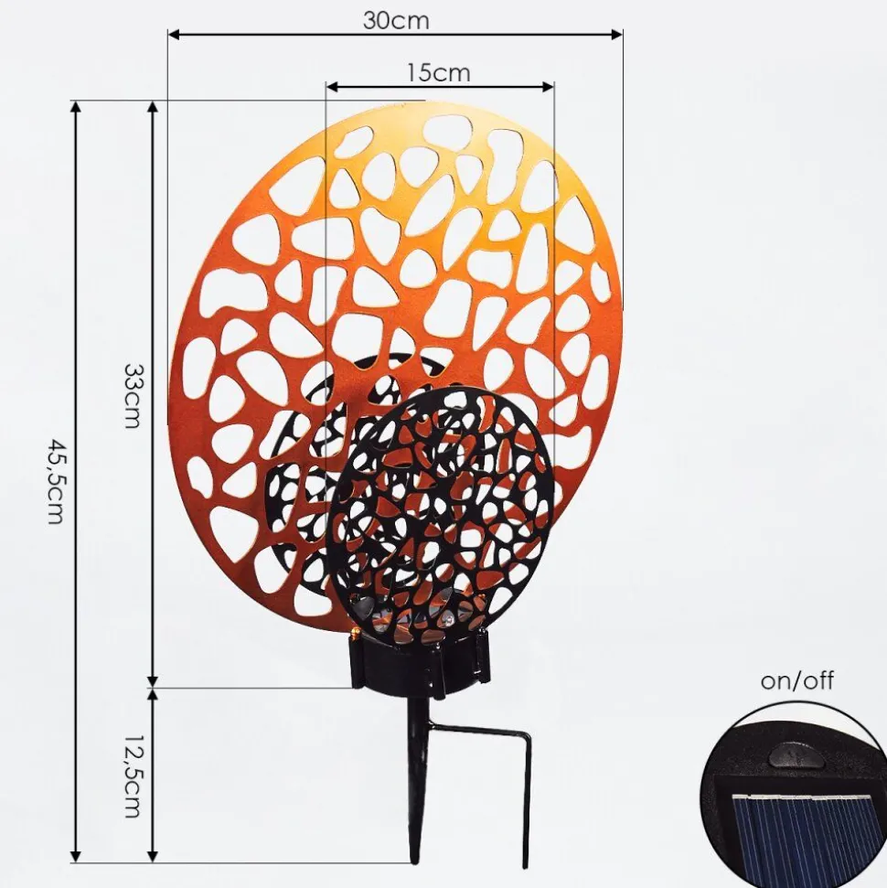 Lampe Solaire Mesan Led Rouille, Noir, 2 Lumieres