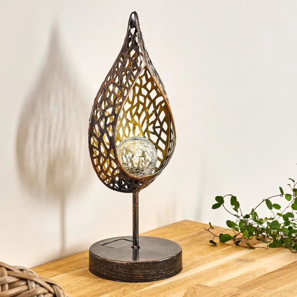 Lampe Solaire Protaras Led Noir Dore, 1 Lumiere