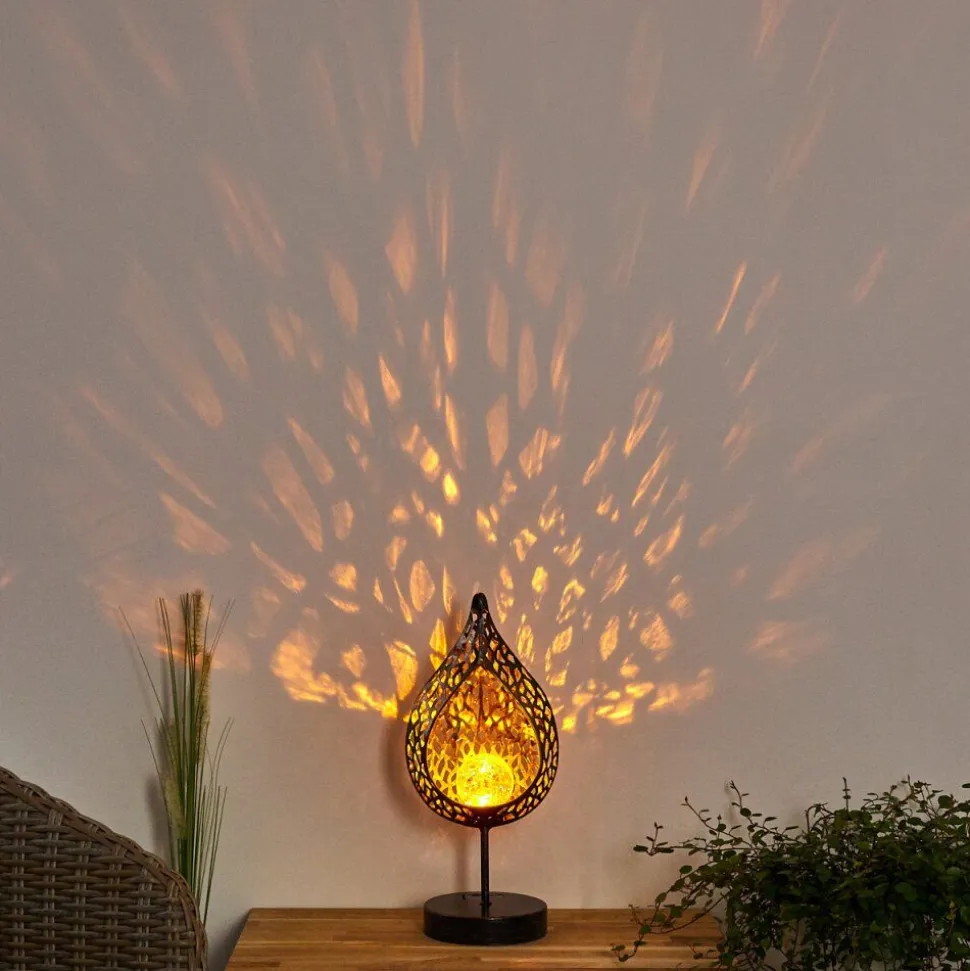 Lampe Solaire Protaras Led Noir Dore, 1 Lumiere