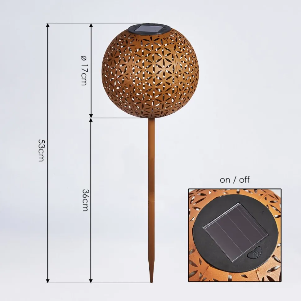 Lampe Solaire Samoao Led Rouille, Noir, 1 Lumiere