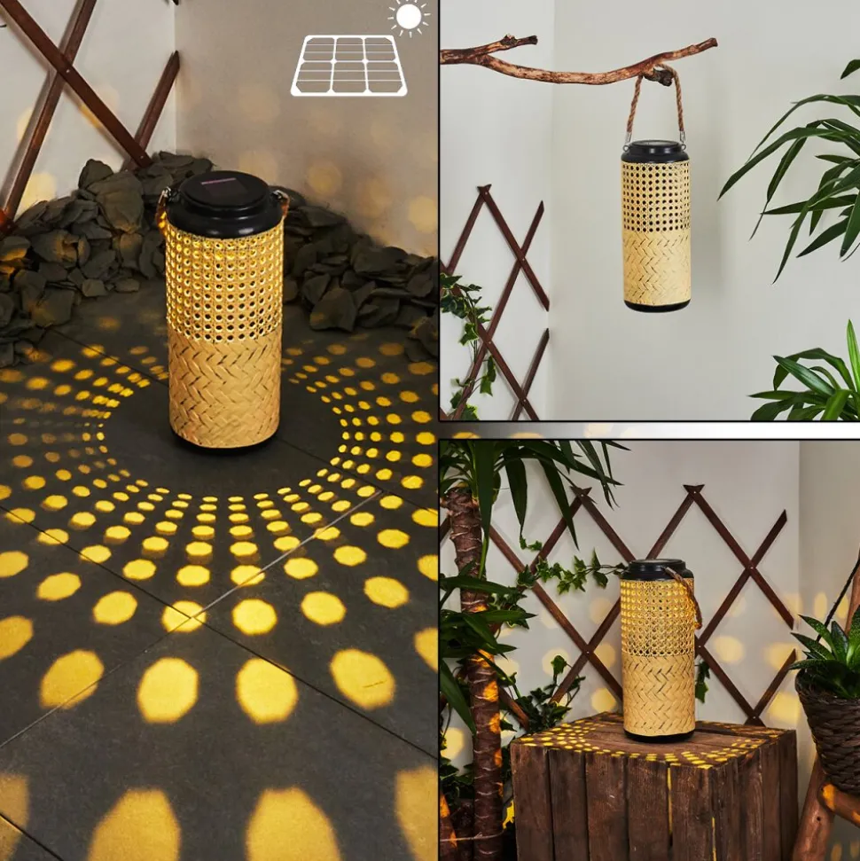 Lampe Solaire Sessivi Led Brun, Bois Clair, Noir, 1 Lumiere