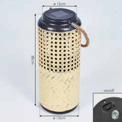 Lampe Solaire Sessivi Led Brun, Bois Clair, Noir, 1 Lumiere