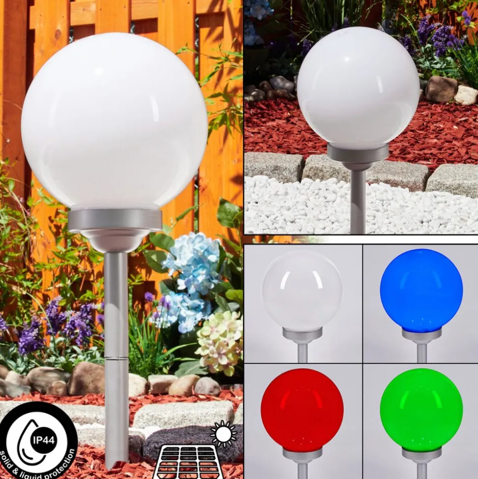 Lampe Solairekanganbou Led Argente, 4 Lumieres, Changeur De Couleurs