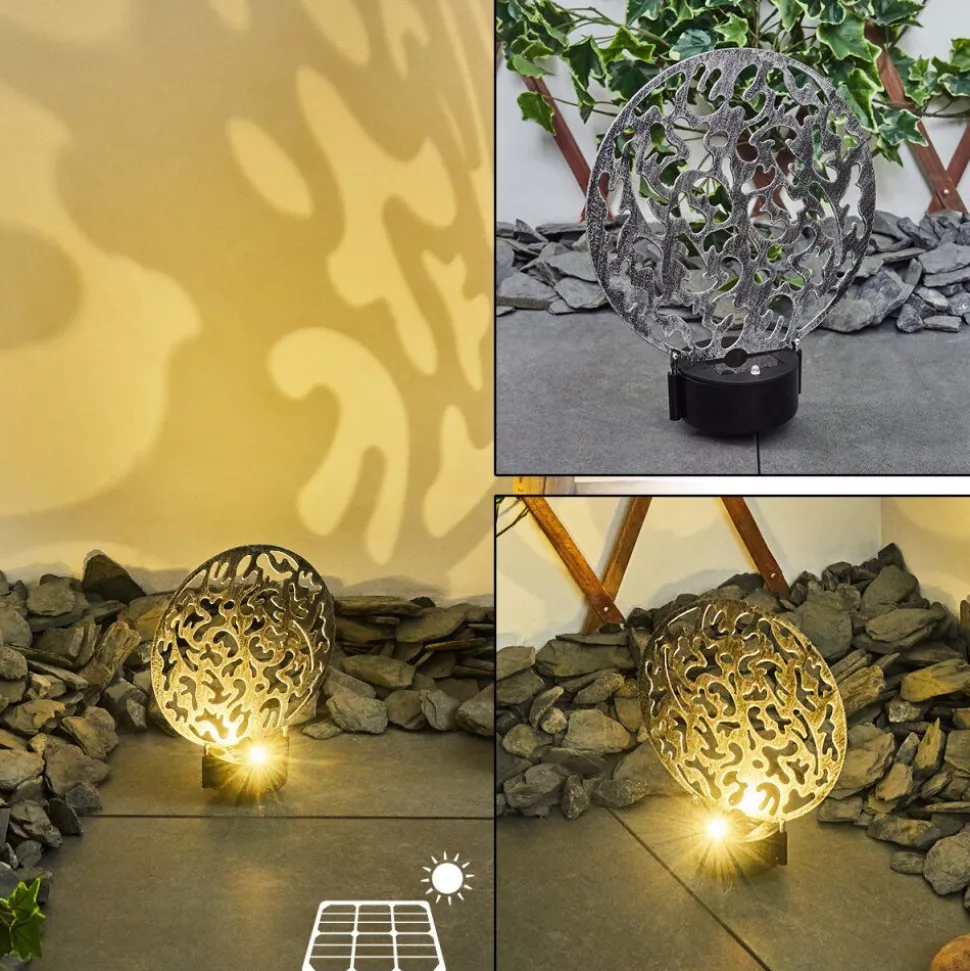 Lampe Solaires Kupa Led Noir, Argente, 2 Lumieres