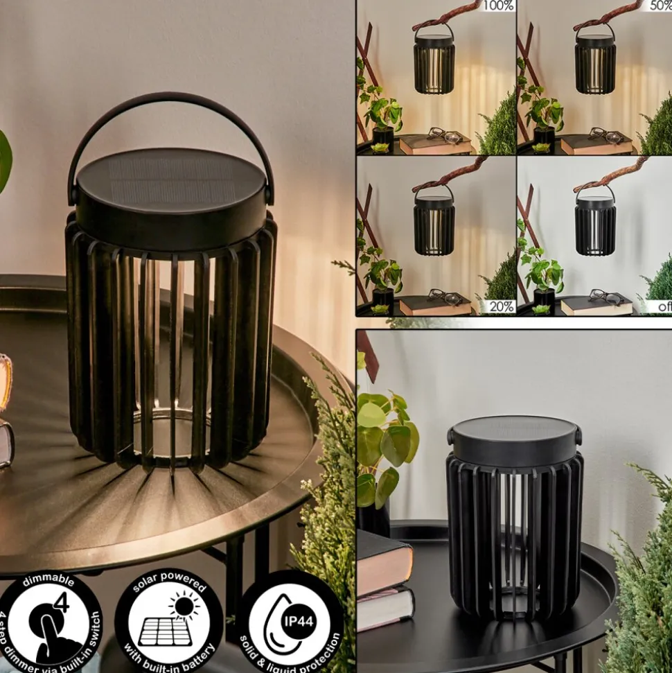 Lampe Solaires Rossina Led Noir, 1 Lumiere