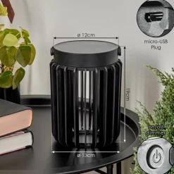 Lampe Solaires Rossina Led Noir, 1 Lumiere
