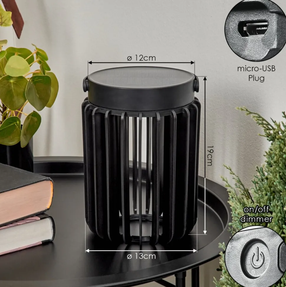 Lampe Solaires Rossina Led Noir, 1 Lumiere