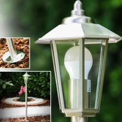 Lampe Sur Pied D'Exterieur Moskau Acier Inoxydable, 1 Lumiere