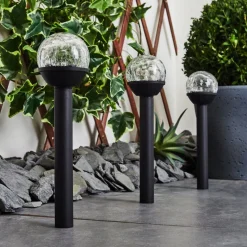 Lot De 3 Lampes Solaires Colognole Led Noir, 1 Lumiere