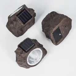 Lot De 3 Lampes Solaires Sameo Led Brun, 4 Lumieres