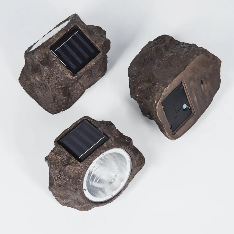 Lot De 3 Lampes Solaires Sameo Led Brun, 4 Lumieres