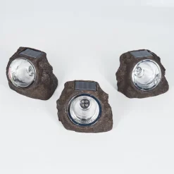 Lot De 3 Lampes Solaires Sameo Led Brun, 4 Lumieres