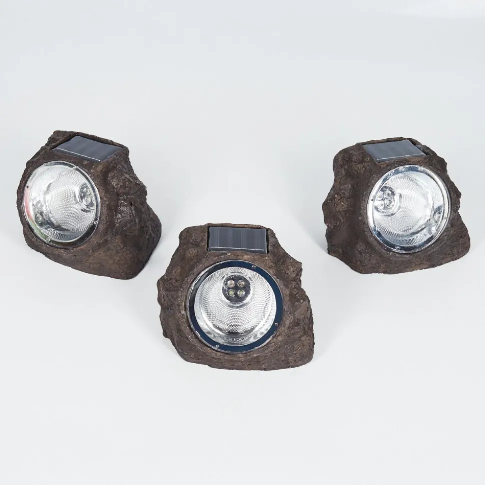 Lot De 3 Lampes Solaires Sameo Led Brun, 4 Lumieres