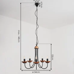 Lustre Cassague Noir, 5 Lumieres