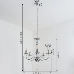 Lustre Cheop Chrome, Transparent, 5 Lumieres