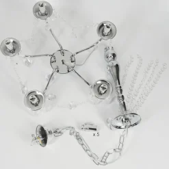 Lustre Cheop Chrome, Transparent, 5 Lumieres