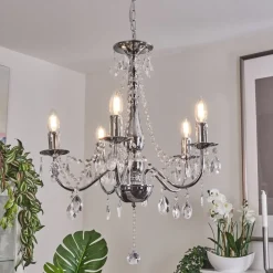 Lustre Cheop Chrome, Transparent, 5 Lumieres