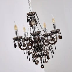 Lustre Delhi Noir, Transparent, 5 Lumieres