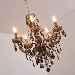Lustre Delhi Noir, Transparent, 5 Lumieres