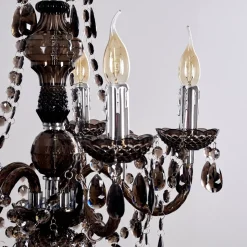 Lustre Delhi Noir, Transparent, 5 Lumieres