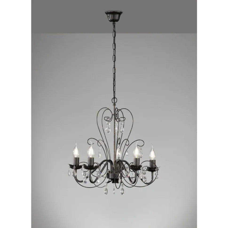 Lustre Fischer-Honsel Prisma Noir, 5 Lumieres