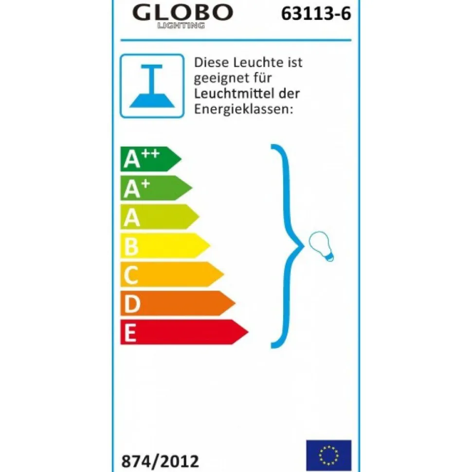 Lustre Globo Cuimbra I Chrome, Blanc, 6 Lumieres