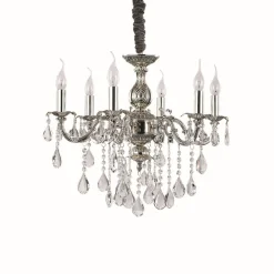 Lustre Ideal Lux Impero Sp6 Argente, 6 Lumieres