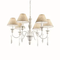 Lustre Ideal Lux Provence Blanc, 6 Lumieres