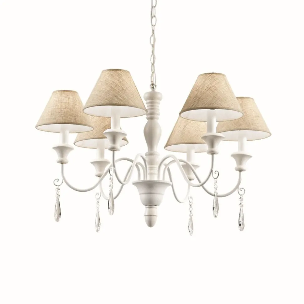 Lustre Ideal Lux Provence Blanc, 6 Lumieres