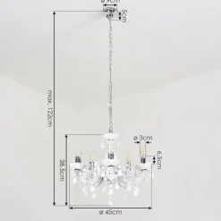 Lustre Malmback Chrome, Blanc, 5 Lumieres