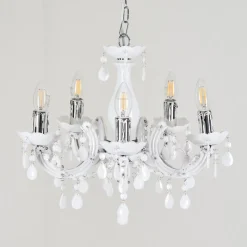 Lustre Malmback Chrome, Blanc, 5 Lumieres