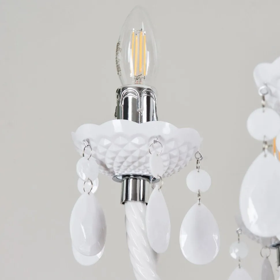 Lustre Malmback Chrome, Blanc, 6 Lumieres